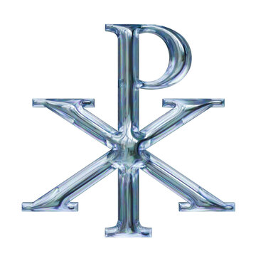 chi rho Glassmorphism 3D Render Icons