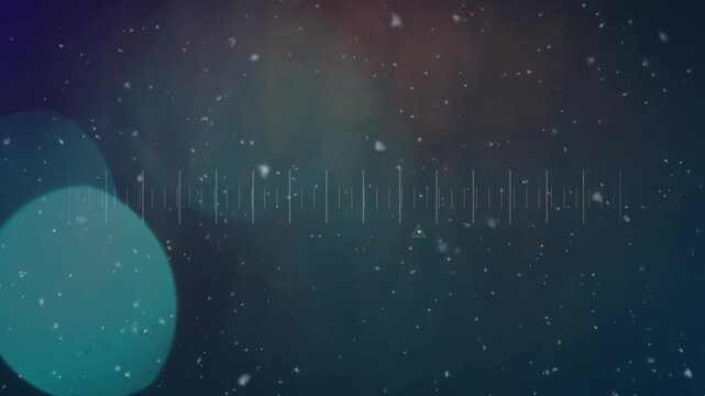 Animation of white particles falling over scale measurement over spots of light on green background