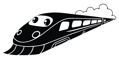 Vector illustration of a fast steam locomotive and train for railroad travel and transportation isolated on a white background. © kjyong