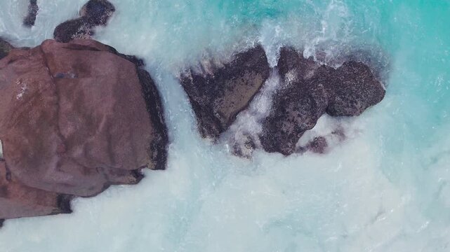 Seychelles Beach, aerial view from drone on a beautiful sunny day
