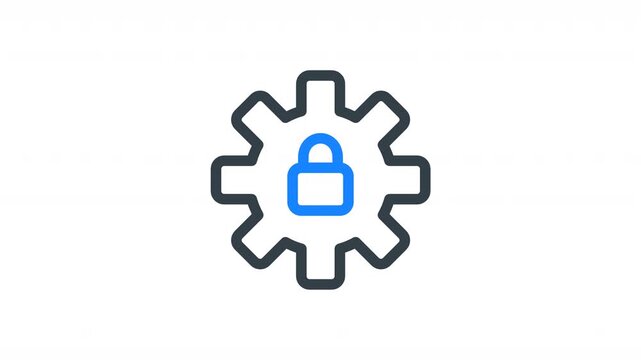 Animated PAM icon featuring gear and lock symbol representing privileged access management, secure admin control, and credential protection. Ideal for cybersecurity dashboards, enterprise IT.