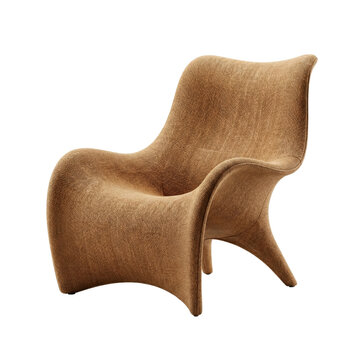 Modern brown upholstered lounge chair isolated. Interior design mockup.