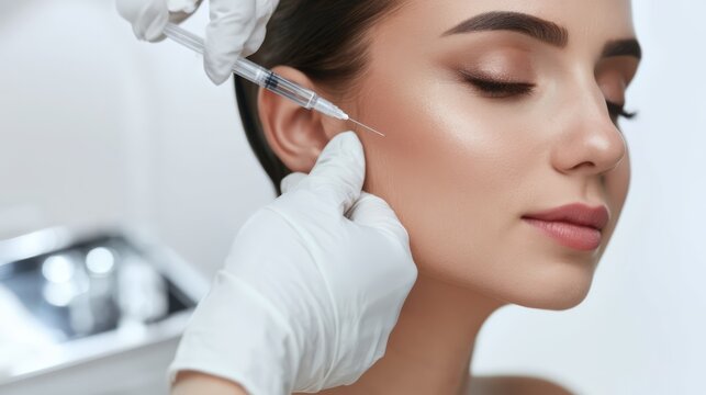 Cheekbone volumizing filler injection at the zygomatic arch.