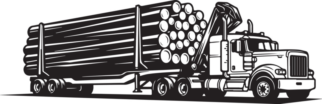 Log truck, lumber transport, timber hauler, forestry vehicle, heavy industry