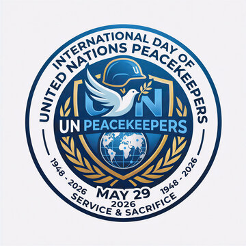 International Day of United Nations Peacekeepers 2026 Logo Design - Service and Sacrifice Emblem