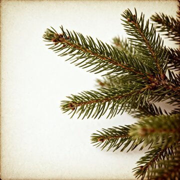 Pine Tree Branches with Vintage Texture Background