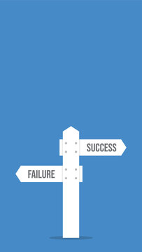 Business Decision Concept Choosing Success Direction Arrow Signpost Strategy Growth Motivation Leadership Path Opportunity Failure vs Success