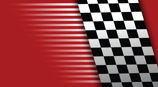 Formula 1 racing background with checkered flag and speed motion red theme
