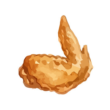 Watercolor-style glazed chicken wings illustration, crispy sweet and spicy wings ／ 水彩手羽先