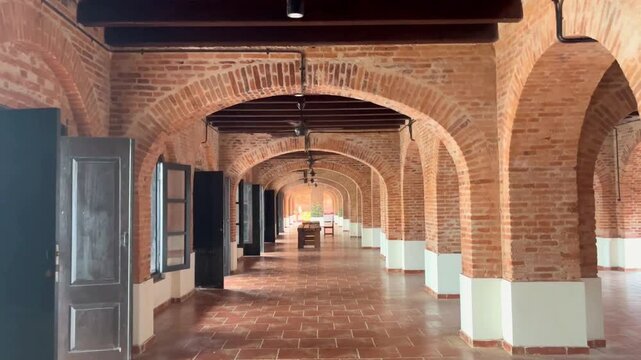 Arched red brick doorways, interior design of Fort Willem 1 Ambarawa building. This is the most popular tourist attraction in Ambarawa. 
