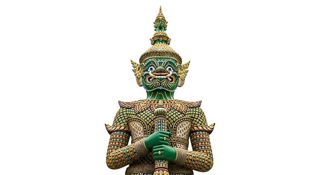 Ancient Thai Statue - A Detailed and Colorful Depiction.