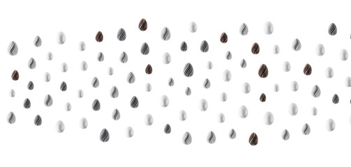 Decorative Easter eggs scattered across a white background. Perfect for holiday greetings, spring events, and seasonal p © vegefox.com
