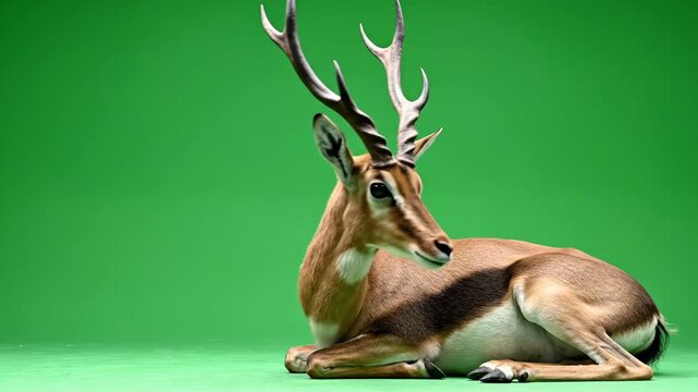 Green Screen Male Impala Lying Down and Looking Around 4K