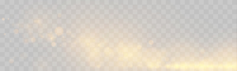 Radiant golden glitter dust shines with soft light. Floating particles create magic effect. Perfect design element for luxury backgrounds and banners. Vector © Ole moda