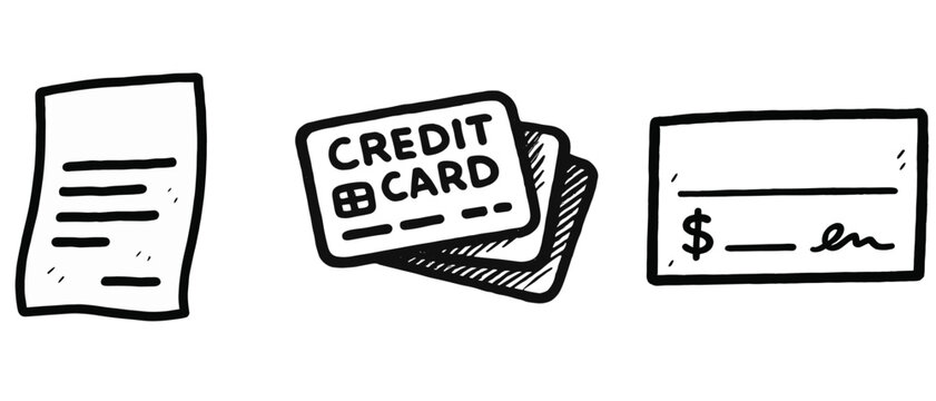 Black and white payment method icons set