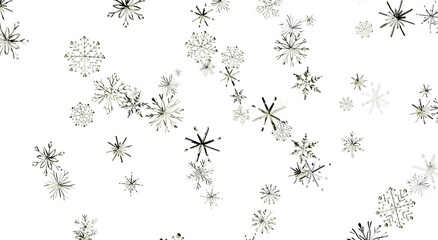 Falling snowflakes illustration, perfect for winter designs and seasonal greetings. © vegefox.com
