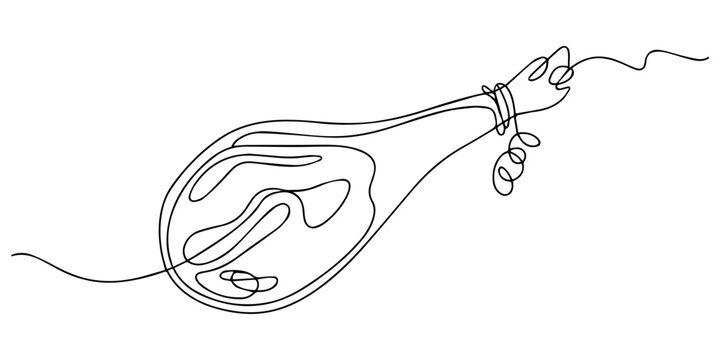Pork knuckle in one line. Vector illustration of a continuous line of raw meat, meat on bone, pork. The concept of cooking meat dishes, Pork knuckle in one line. Continuous line vector illustration on