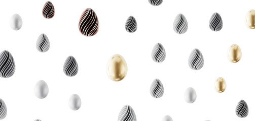 Abstract Easter egg design in various colors and textures isolated on a white background, perfect for holiday greetings © vegefox.com