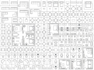 Top-Down Furniture and Room Layout Icons for Interior Design and Architectural Planning © akila