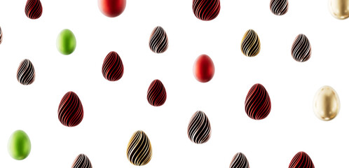 Decorative Easter egg pattern on a white background. Perfect for Easter greetings and holiday designs. © vegefox.com