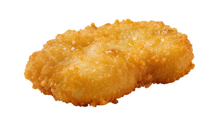 Golden crispy breaded chicken nugget, showcasing textured surface and savory appeal © Radovan