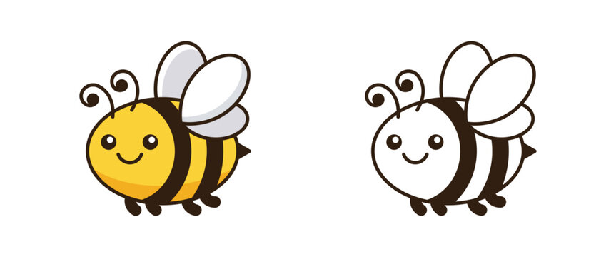 Bee illustration features two cute cartoon honeybees