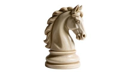 Beige carved chess knight, poised atop a square base with subtle texture © Radovan