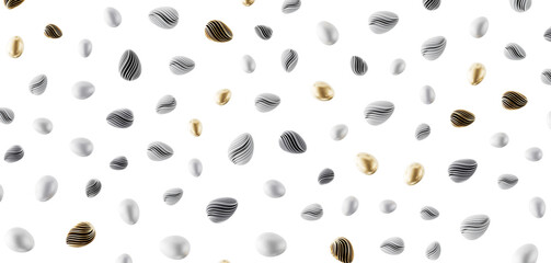 Artistic background with abstract 3D shapes. White, gold, and textured objects. Perfect for design, art, and modern conc