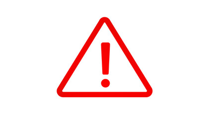 Vibrant red equilateral triangle, displaying bold exclamation mark warning symbol © Trym