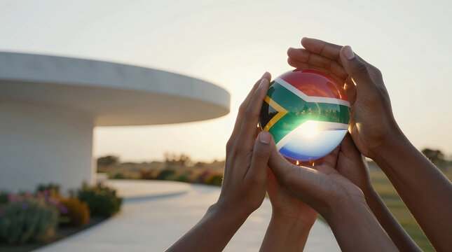 Illustrative Peaceful Holding South African Globe Unity Illustration