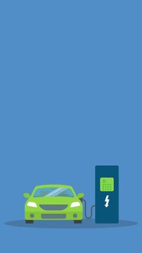 Electric Car Charging Animation Loop EV Energy Station Clean Eco Transportation Battery Power Motion Background 4K