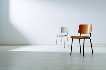 Obraz premium two chairs distance separation relationship concept minimal