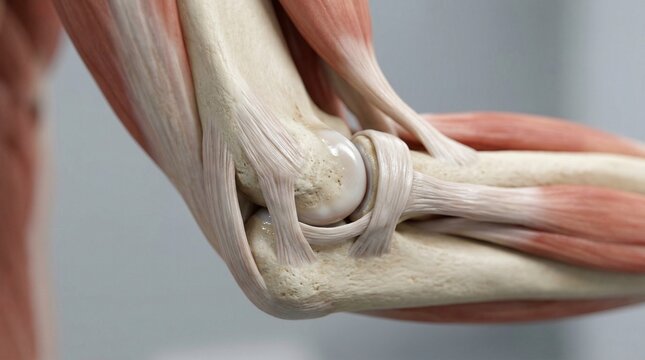 Caput radii articulating with humerus 3D render scientific accuracy