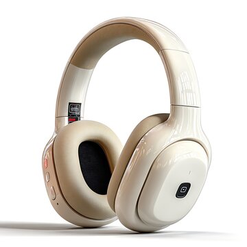 Elegant white stereo headset closeup high resolution picture