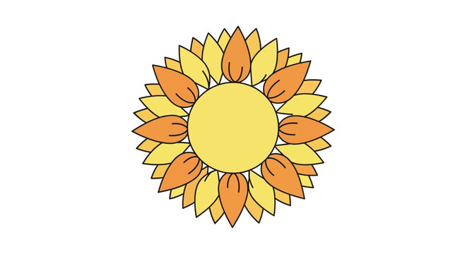 Colorful sunflower with orange petals.
