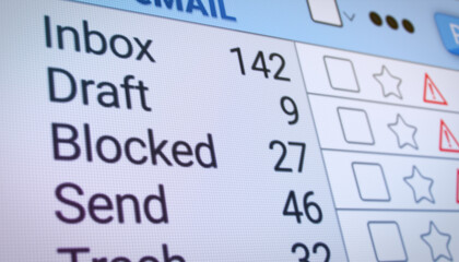 Fototapeta premium Illustration of a list in the internet browser with blocked emails - close-up.