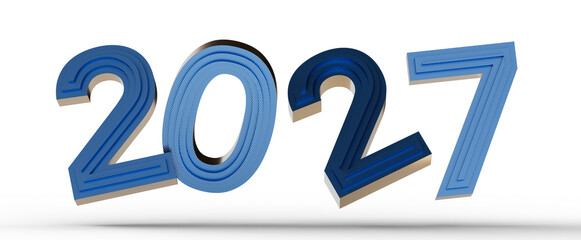3D render of the year 2027 in blue textured typography against white background. Perfect for new year greetings and fut © vegefox.com