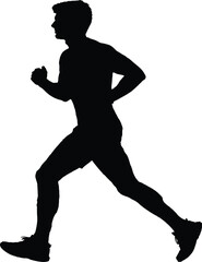 Obraz premium Silhouettes of man and woman running and dancing group illustration artwork