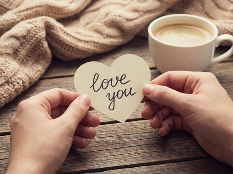 하트 메모를 들고 있는 손