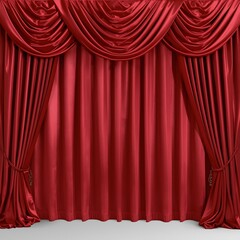 Fototapeta premium Luxurious red draped stage curtains with swag detail