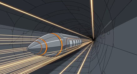 Train Traveling Through Tunnel Fast. © Ajie stock