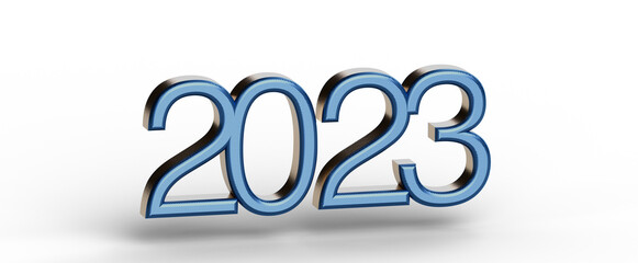 3D render of the year 2023 with a blue gradient on a white background. Perfect for New Year's greetings, celebrations, © vegefox.com