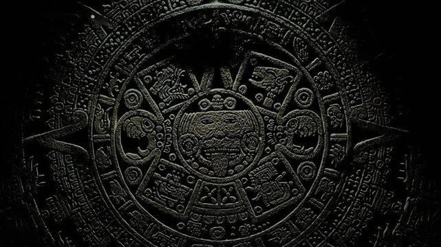 Mayan Calendar close up in the Dark