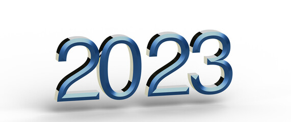 2023 text in blue, perfect for new year greetings, celebrations, and related concepts. Suitable for diverse design appli © vegefox.com