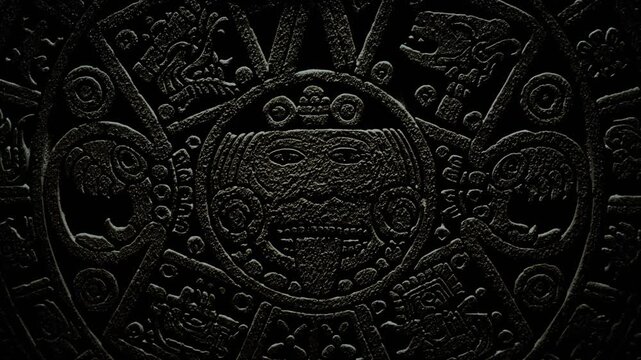 Mayan Calendar close up in the Dark