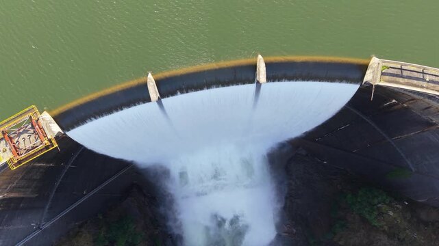 Aerial View Of Presa del Eume (Eume Dam), Hydroelectric Dam In The Eume River Valley In Galicia, Spain.