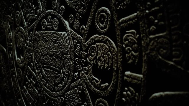 Mayan Calendar close up in the Dark