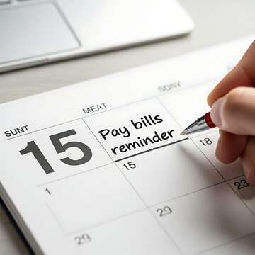 Calendar Reminder - Pay Bills on the Fifteenth of the Month.