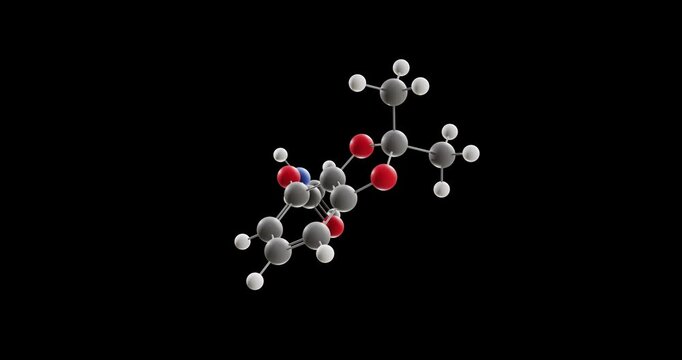 Bendiocarb molecule, rotating 3D model of carbamate insecticide, looped video on a black background
