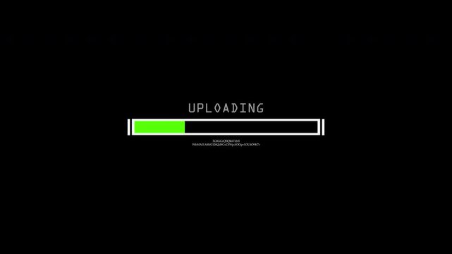 Futuristic Uploading Progress Bar with Digital Data Text and Minimal UI Interface Animation Loop
